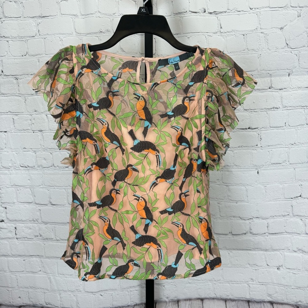 Anthropologie Eva Franco Bosque Embroidered Blouse Size XS